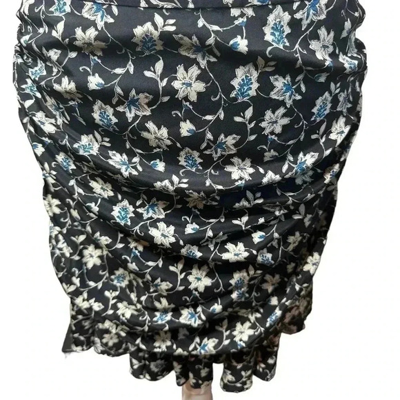 Veronica Beard Rouched Black Floral/Multi Silk Skirt Size  10 - Picture 5 of 7